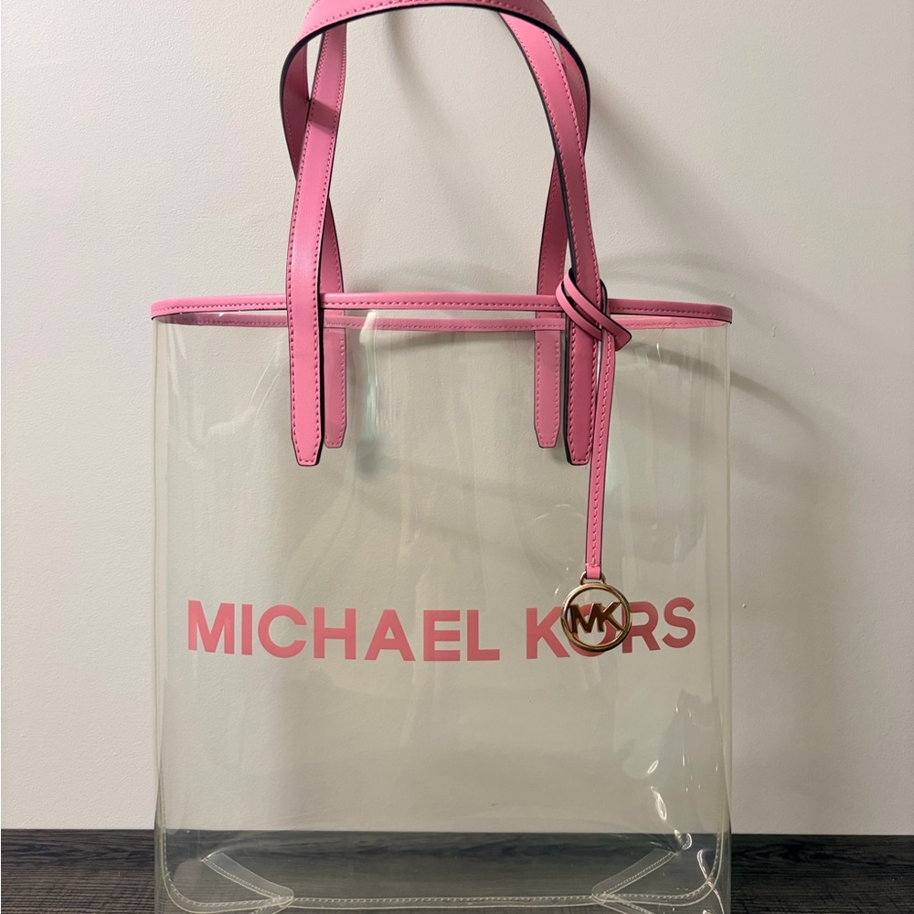 Michael Kors Clear Tote with Pink Accents